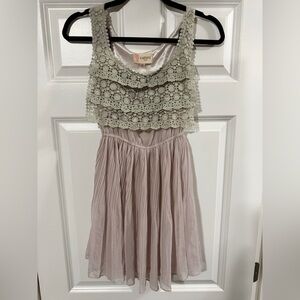 EUC L’’atiste Boho Blush Pink & Crochet Dress Size S